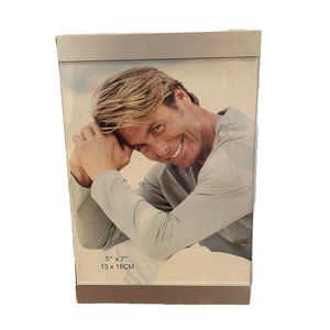 3 New Picture Frame 5x7 Silver Tone Border Velvet Back Free Standing Glass Boxed